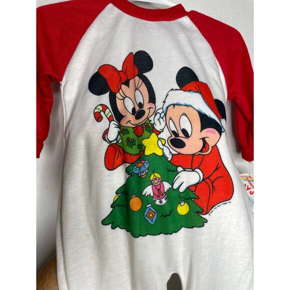 NEW Vintage 1984 Walt Disney Co Christmas One Piece Footie Mickey Minnie NEWBORN - Picture 6 of 13
